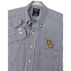 Baylor Bears Shirt Mens Medium Black White NCAA College Football Antigua Plaid